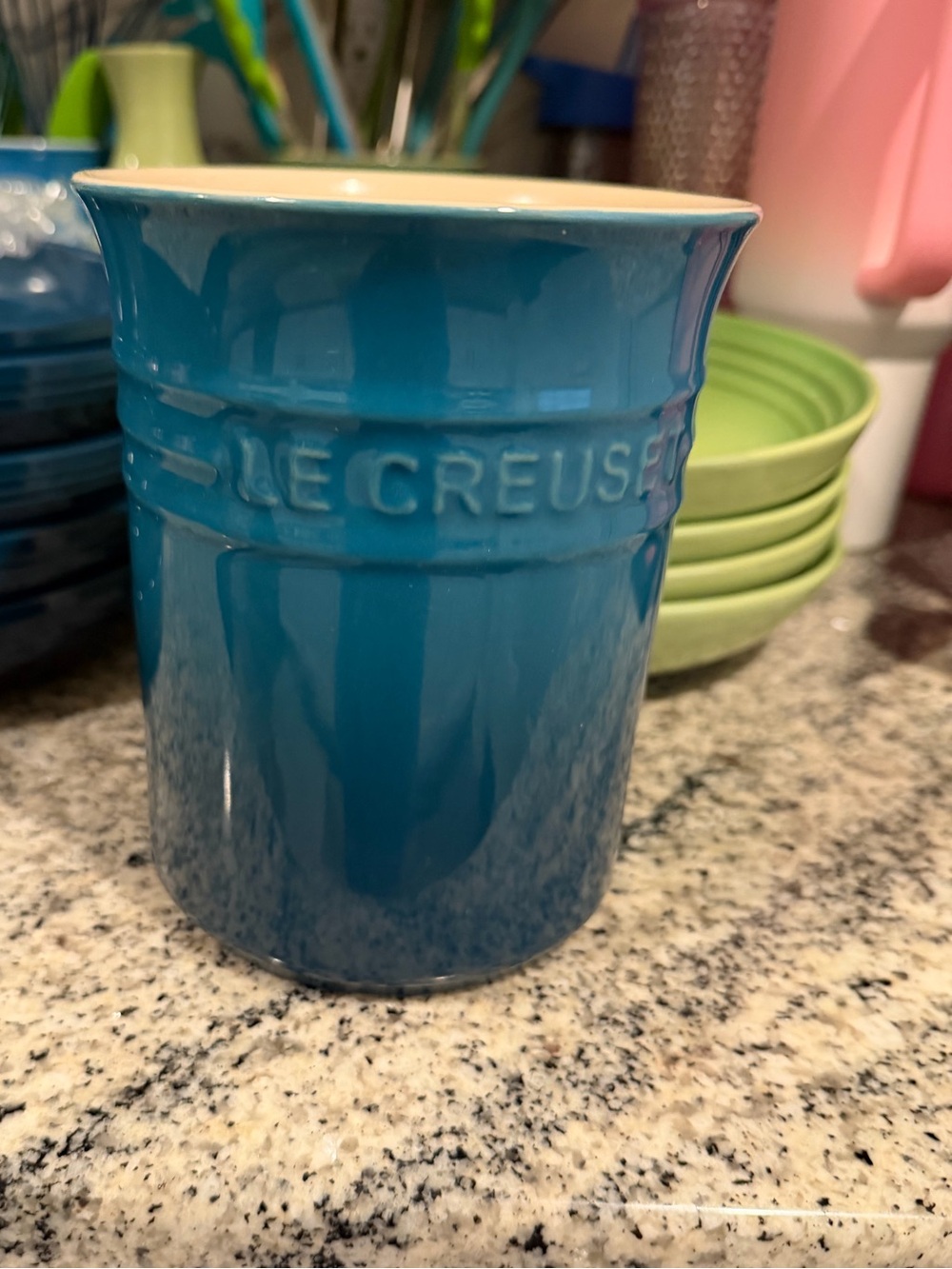 Le Creuset Glossy Deep Teal Stoneware Utensil Crock
